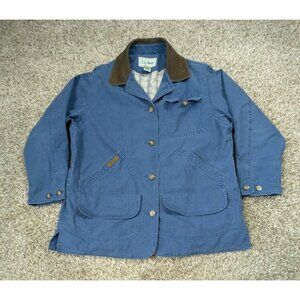 L.L. Bean Blue barn Jacket with leather Collar